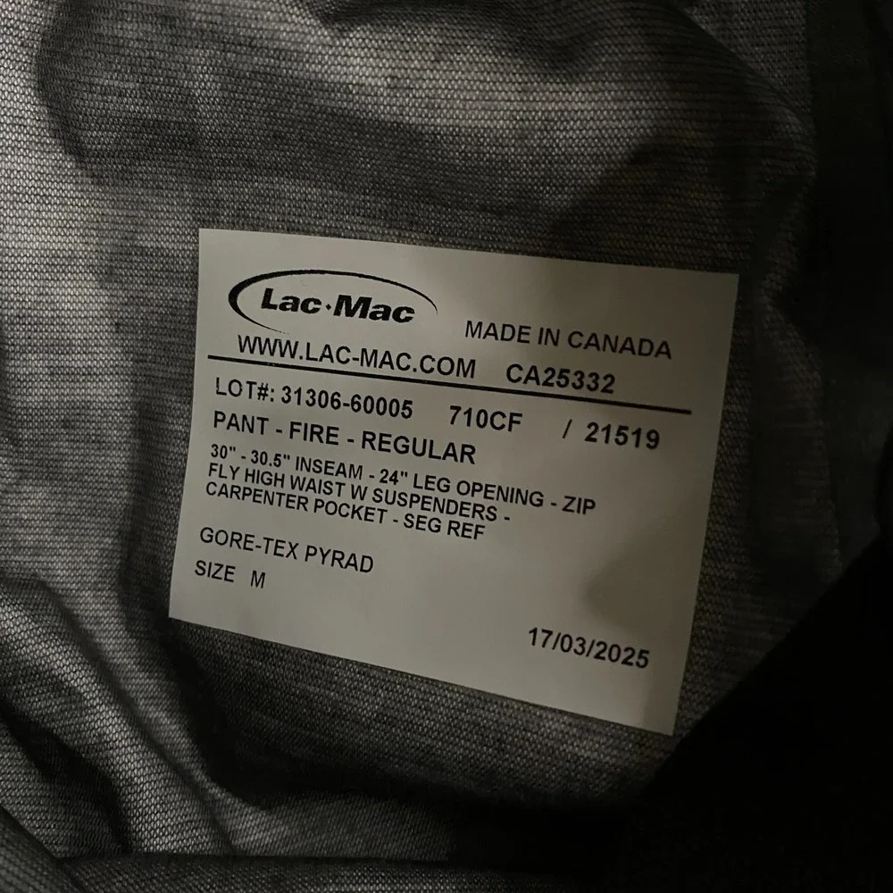 Lac Mac R Mor Pant Mens Medium Black FR ARC Gore Tex Pyrad Water Proof Overall